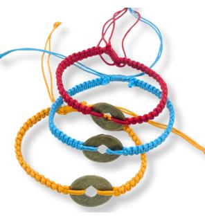 Pulseras de la Amistad Hechas a Mano - Moneda Feng Shui de la Suerte (surtido)