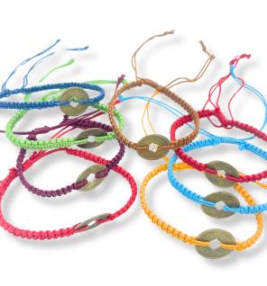 Pulseras de la Amistad Hechas a Mano - Moneda Feng Shui de la Suerte (surtido)
