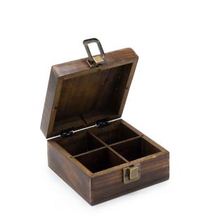Caja de té tallada (4 compartimentos)