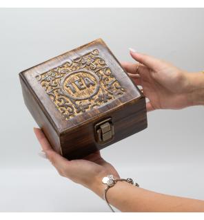 Caja de té tallada (4 compartimentos)