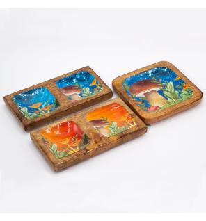Bandeja doble 20x10x2.5cm - Diseño seta Granate