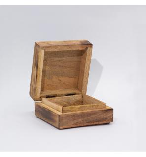Caja cuadrada esmaltada pequeña 10x10x4.2cm - Seta verde azulado