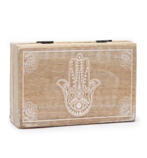 Caja rectangular grande 21.5x14x6.3cm - Hamsa Blanco