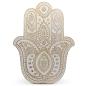 Placa de pared Mano de Hamsa en madera de Mango - Blanco