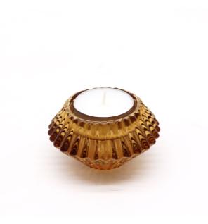 Portavelas reversible con diseño de flor para cena / vela de té - Ámbar