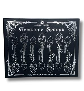 Set de 7 Cucharas de Bruja de Cristal con Piedra Preciosa de Bronce