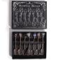 Set de 7 Cucharas de Bruja de Cristal con Piedra Preciosa de Bronce