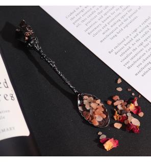 Set de 7 Cucharas de Bruja de Cristal con Piedra Preciosa de Bronce