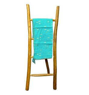 Colección Nómada Sari Mediterráneo - Pareo - Diseño de Peces en Turquesa y Oro