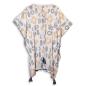 Colección Nómada Sari Mediterráneo - Kaftan - Motivo Griego en Oro y Azul - Pintado a Mano