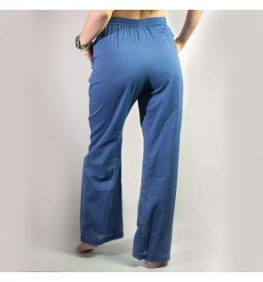(ML) Colección Nómada Sari Mediterráneo - Pantalones - Diseño del Ojo Maligno en Azul Rico y Oro