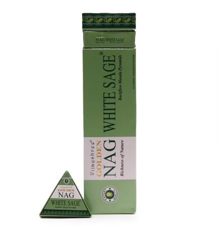 Conos de Incienso Jumbo Dorado Nag - Salvia Blanca Reflujo 42g