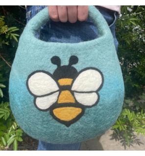 Bolsa de fieltro para abejas - Un asa con imán - Azul y verde