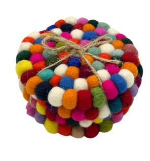 Posavasos redondos de fieltro de 10 cm, multicolor (juego de 4)