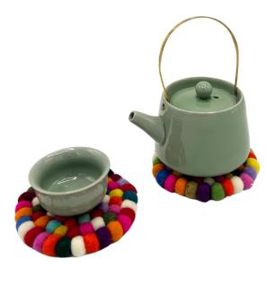 Posavasos redondos de fieltro de 10 cm, multicolor (juego de 4)