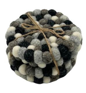 Posavasos redondos de fieltro de 10 cm, color gris multicolor (juego de 4)