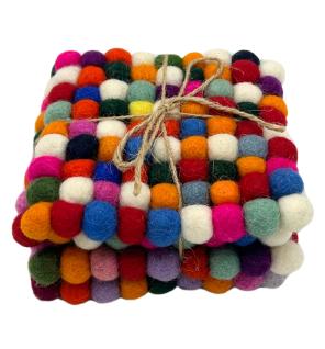 Posavasos cuadrados de fieltro de 10 cm, color gris multicolor (juego de 4)