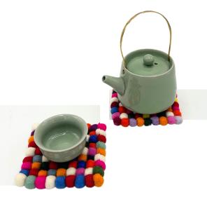 Posavasos cuadrados de fieltro de 10 cm, color gris multicolor (juego de 4)