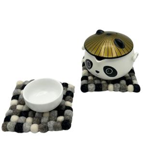 Posavasos cuadrados de fieltro de 10 cm, color gris multicolor (juego de 4)