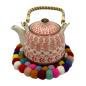 Mantel individual redondo de bolas de fieltro - 20 cm multicolor