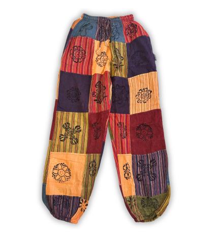 Sari Nómada - Pantalón Hongo - Diseños con Estampado en Bloque - Tonos Naranjas (105x127cm) S/M