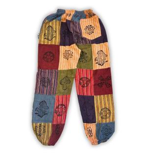 Sari Nómada - Pantalón Hongo - Diseños con Estampado en Bloque - Tonos Naranjas (105x127cm) S/M