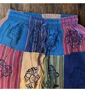 Sari Nómada - Pantalón Hongo - Diseños con Estampado en Bloque - Tonos Naranjas (105x127cm) S/M