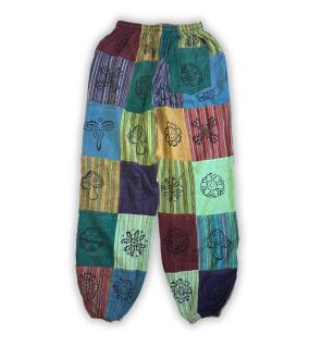 Sari Nómada - Pantalón Hongo - Diseños con Estampado en Bloque - Tonos Verdes (105x127cm) S/M