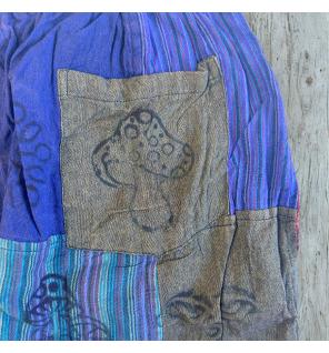 Sari Nómada - Pantalón Hongo - Diseños con Estampado en Bloque - Tonos Morados (105x127cm) S/M