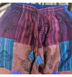 Sari Nómada - Pantalón Hongo - Diseños con Estampado en Bloque - Tonos Morados (105x127cm) S/M