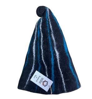 Sombrero de mago de sauna de fieltro - Rayas negras y azules