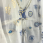 (ML) Colección Nomad Sari - Vestido - Diseño de mal de ojo blanco, azul y dorado