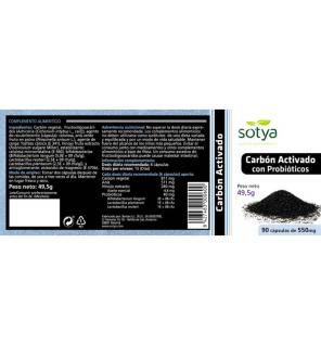 Carbon activo con probioticos 550mg 90 capsulas Sotya