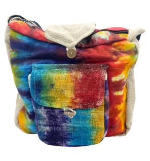 Bolsa de estudio de cáñamo Tiedye con bolsillo frontal
