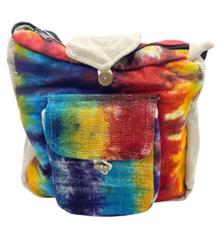 Bolsa de estudio de cáñamo Tiedye con bolsillo frontal