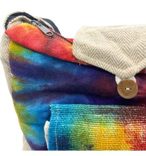 Bolsa de estudio de cáñamo Tiedye con bolsillo frontal