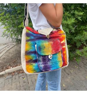 Bolsa de estudio de cáñamo Tiedye con bolsillo frontal