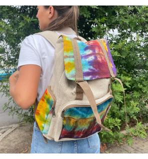 Mochila cuadrada grande de cáñamo Tiedye