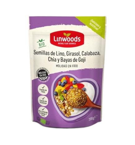 Semillas de Lino, Girasol, Calabaza, Chia y Bayas de Goji Molidas Bio 200g Linwoods
