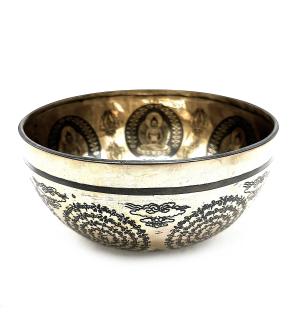Cuenco Tibetano Curativo Grabado - 21cm - Om y Buda