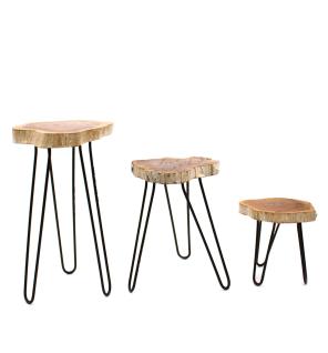 Juego de 3 maceteros de madera Gamell - Whitewash
