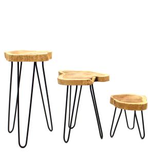 Juego de 3 maceteros de madera Gamell - Natural