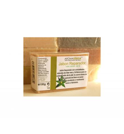 Jabon reparador de aloe vera y te blanco 100 g Aromasensia