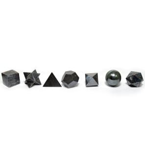 Juego geométrico de siete piezas de ágata negra