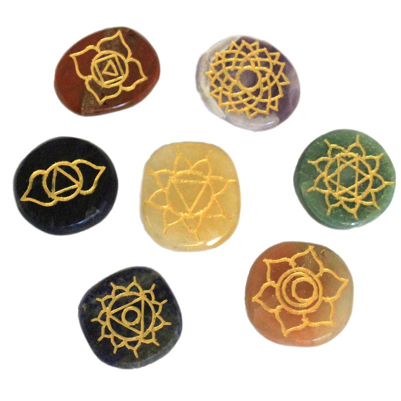 Conjunto de Chakras de Piedras Pequeñas (Forma Redondeada)
