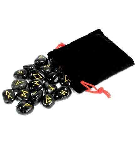 Juego de Runa de la India en bolsas - Ónix negro