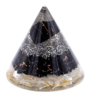 Orgonite Cono - Selenita y Turmalina Negra Cobre - 90 mm