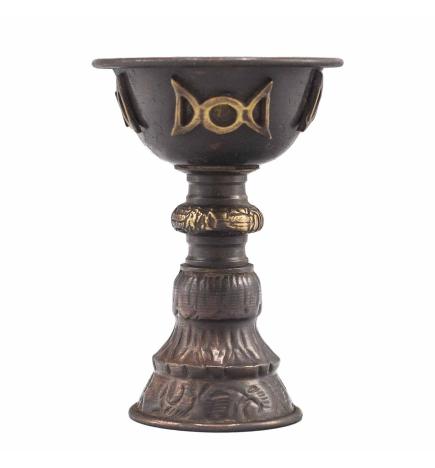Copa Ritual de Cobre Antiguo con Triple Luna 8x13cm