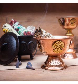 Copa Ritual de Cobre Antiguo con Triple Luna 8x13cm