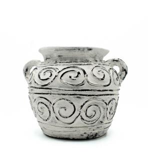Macetero de arcilla griega con asas - Crema 15cm